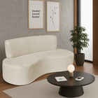 Sofá Curvo 3 Lugares Amsterdã 180cm Bouclé - Bege