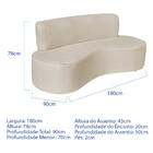 Sofá Curvo 3 Lugares Amsterdã 180cm Bouclé - Bege