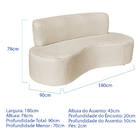 Sofá Curvo 3 Lugares Amsterdã 180cm Linho - Amarena Móveis -