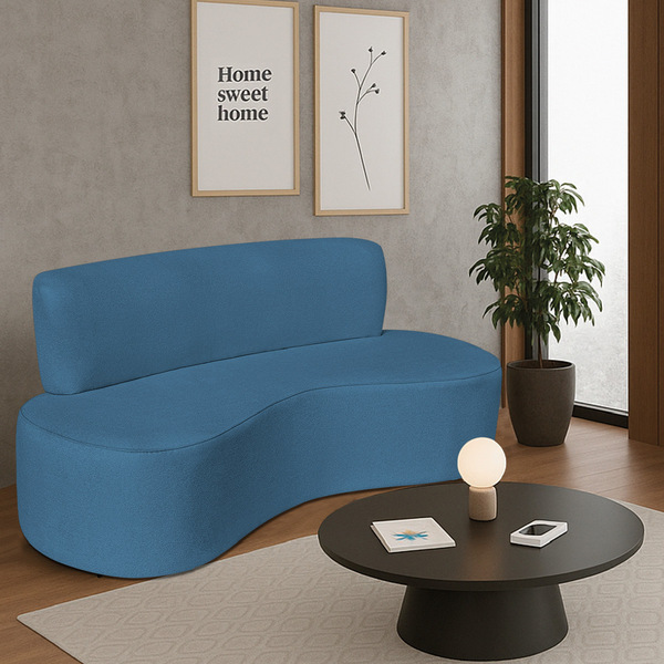 Sofá Curvo 3 Lugares Amsterdã 200cm Linho - Amarena Móveis -