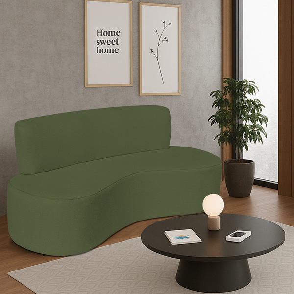 Sofá Curvo 3 Lugares Amsterdã 200cm Linho - Amarena Móveis -