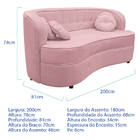 Sofá Curvo 3 Lugares Orgânico Sala Recepção Escritório Decora