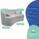 Sofá Curvo 3 Lugares Orgânico Sala Recepção Escritório Decora