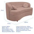 Sofá Curvo 3 Lugares Orgânico Sala Recepção Escritório Decora