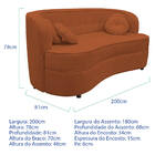 Sofá Curvo 3 Lugares Orgânico Sala Recepção Escritório Decora