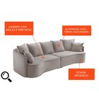 Sofá Curvo 4 Lugares Zurique 230cm Veludo Yescasa Bege Marfim