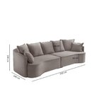 Sofá Curvo 4 Lugares Zurique 250cm Veludo Yescasa Bege Marfim