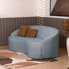 Sofá Curvo Montserrat 150cm 02 Lugares Bouclé Azul Claro - Ne