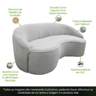 Sofá Curvo Montserrat 150cm 02 Lugares Bouclé Cinza Claro - N
