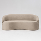 Sofá Curvo Montserrat 150cm 02 Lugares Veludo Bege Palha - Ne