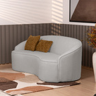 Sofá Curvo Montserrat 180cm 03 Lugares Bouclé Cinza Claro - N