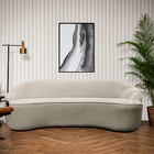 Sofá Curvo Montserrat 180cm 03 Lugares Linho Bege Acinzentado