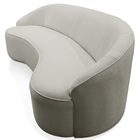 Sofá Curvo Montserrat 180cm 03 Lugares Linho Bege Acinzentado