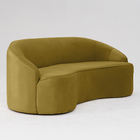 Sofá Curvo Montserrat 180cm 03 Lugares Veludo Amarelo - Nexta