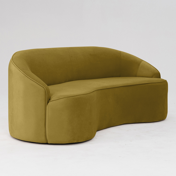 Sofá Curvo Montserrat 180cm 03 Lugares Veludo Amarelo - Nexta