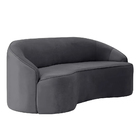 Sofá Curvo Montserrat 180cm 03 Lugares Veludo Cinza Titânio -