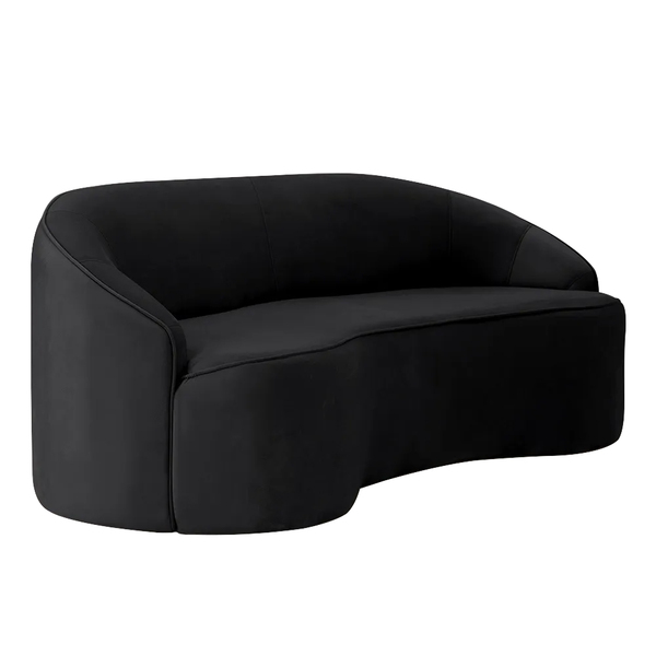 Sofá Curvo Montserrat 180cm 03 Lugares Veludo Preto - Nexta C