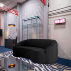 Sofá Curvo Montserrat 180cm 03 Lugares Veludo Preto - Nexta C