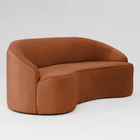 Sofá Curvo Montserrat 180cm 03 Lugares Veludo Terracota - Nex