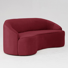 Sofá Curvo Montserrat 180cm 03 Lugares Veludo Vermelho Marsal