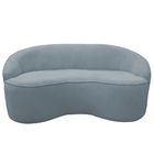 Sofá Curvo Montserrat 210cm 03 Lugares Bouclé Azul Claro - Ne