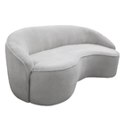 Sofá Curvo Montserrat 210cm 03 Lugares Bouclé Cinza Claro - N