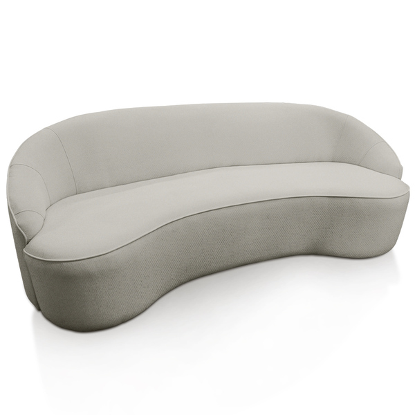 Sofá Curvo Montserrat 210cm 03 Lugares Linho Bege Acinzentado