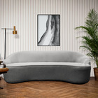 Sofá Curvo Montserrat 210cm 03 Lugares Linho Cinza Mesclado -