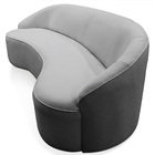 Sofá Curvo Montserrat 210cm 03 Lugares Linho Cinza Mesclado -