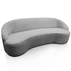 Sofá Curvo Montserrat 210cm 03 Lugares Linho Cinza Mesclado -