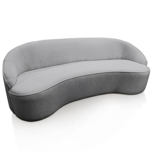 Sofá Curvo Montserrat 210cm 03 Lugares Linho Cinza Mesclado -