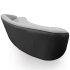 Sofá Curvo Montserrat 210cm 03 Lugares Linho Cinza Mesclado -