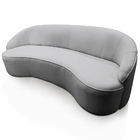 Sofá Curvo Montserrat 210cm 03 Lugares Linho Cinza Mesclado -