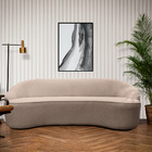 Sofá Curvo Montserrat 210cm 03 Lugares Linho Marrom Acinzenta