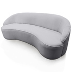 Sofá Curvo Montserrat 210cm 03 Lugares Lona Cinza Claro - Nex