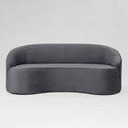 Sofá Curvo Montserrat 210cm 03 Lugares Veludo Cinza Titânio -