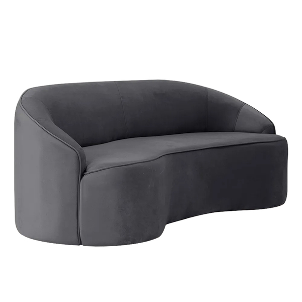 Sofá Curvo Montserrat 210cm 03 Lugares Veludo Cinza Titânio -