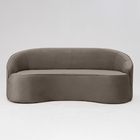 Sofá Curvo Montserrat 210cm 03 Lugares Veludo Marrom Acinzent