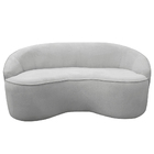 Sofá Curvo Montserrat 230cm 04 Lugares Bouclé Cinza Claro - N