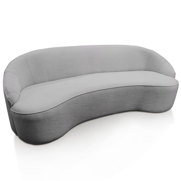 Sofá Curvo Montserrat 230cm 04 Lugares Linho Cinza - Nexta Ca