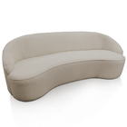 Sofá Curvo Montserrat 230cm 04 Lugares Linho Sintético Areia