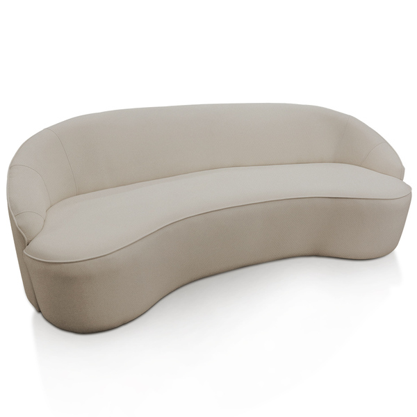 Sofá Curvo Montserrat 230cm 04 Lugares Linho Sintético Areia