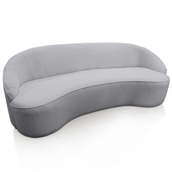 Sofá Curvo Montserrat 230cm 04 Lugares Lona Cinza Claro - Nex