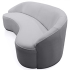 Sofá Curvo Montserrat 230cm 04 Lugares Lona Cinza Claro - Nex