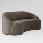 Sofá Curvo Montserrat 230cm 04 Lugares Veludo Marrom Acinzent