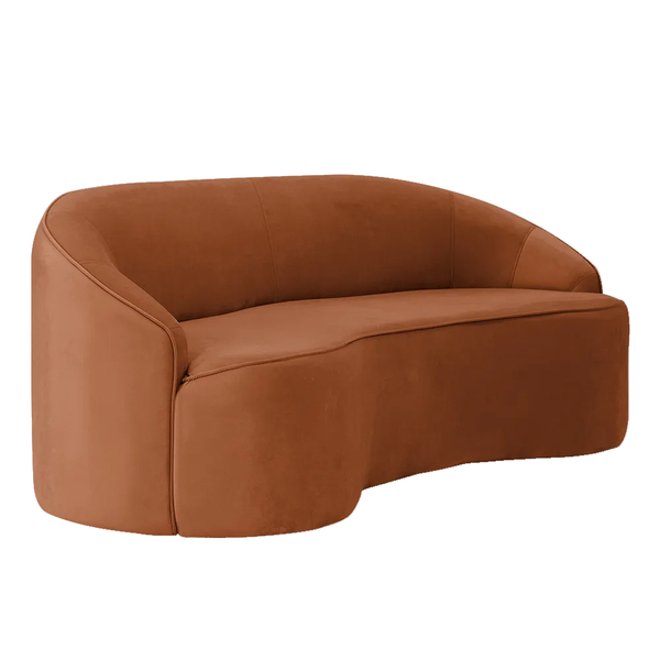 Sofá Curvo Montserrat 230cm 04 Lugares Veludo Terracota - Nex