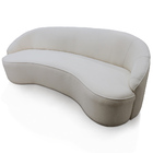 Sofá Curvo Montserrat 230cm 4 Lugares Linho Sintético Cru - N