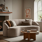 Sofá Curvo Montserrat 230cm 4 Lugares Veludo Bege Palha - Nex