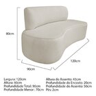 Sofá Curvo Orgânico 120cm 2 Lugares Bouclé Antonela Bege