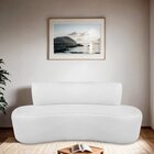 Sofá Curvo Orgânico 120cm 2 Lugares Bouclé Antonela Branco